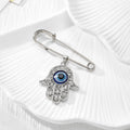 Silver Tone Rhinestone Blue Evil Eye Safety Pin Brooches in Seven Designs view 9