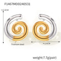 Spiral Swirl Stud Earrings Gold Steel Two-Tone Metal view 8