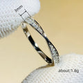 White Gold Twisted Pave Clear Thin Band Ring Metal Alloy view 5