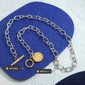 Silver Twisted Link Gold Toggle BZV Disc Charm Necklace view 2