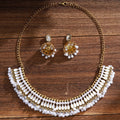 White Green and Red Beaded Choker and Bell Earring Sets view 2