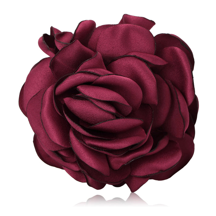 Satin Rose Flower Brooch in Eight Colors Lapel Pin