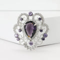 Small Baroque Teardrop Brooch Filigree Rhinestone Four Color view 2