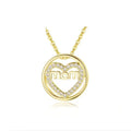 Gold Circle Heart MOM Pavé Pendant Necklace Chain Style view 3