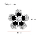 Black White Flower Crystal Metal Brooch Pin 4.9 x 5 cm view 2