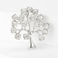 Gold Silver Clear Rhinestone Fortune Tree Metal Brooch view 5