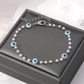 Silver Tone Evil Eye Link Chain Bracelets in Six Bead Designs view 5