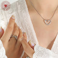 Steel Open Heart Slide Pendant Snake Chain Necklace view 3