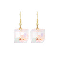 Clear Cube Novelty Long Hook Earrings in Two Styles view 7