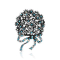 Hydrangea Bouquet Brooch With Bow in Blue or Gold Tone view 1