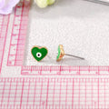 Gold Tone Enamel Heart Evil Eye Stud Earrings in Five Colors view 4
