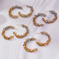 Two Tone Chain Link C Hoop Earrings in Two Arrangements view 3