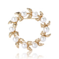 Pearl and Leaf Wreath Brooch in Gold or Silver Tone view 5