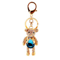 Blue Faceted Stone Bear Gold-Tone Rhinestone Metal Keychain view 5