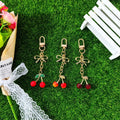 Gold Bow Cherry Resin Keychains Lobster Clasp Three Colors view 1
