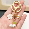 White or Pink Blossom Bee Bell Flower Keychains with Metal Hardware view 3
