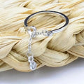 Open Heart Chain Teardrop Stone Ring Three Metal Tones view 3
