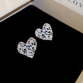 Openwork Heart Stud Earrings in Silver and Gold Tones view 6