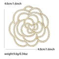 Openwork Camellia Crystal Brooch in Gold or Silver Tone view 6