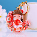 Rose Moon Boy and Girl Couple Keychain Pair with Gold Tone Rings view 3