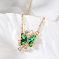 Gold Tone Crystal Butterfly Pendant Necklaces 4 Colors view 7