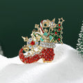 Red Christmas Stocking Brooch Tree Gift Candy Rhinestone Pin view 1