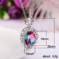 Silver Tone Oval Gradient Crystal Sunburst Pendant Necklaces view 5