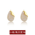 Gold-Tone Irregular Resin Teardrop Stud Earrings in Two Sizes view 6