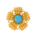 Aqua Gold Tone Sunflower Metal Brooch Pin for Jackets and Lapels view 1