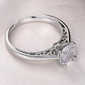 White Metal Round Solitaire Filigree Clear Stone Ring Alloy view 2