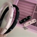 Padded Satin Headband With Small Metal Bows In Black Or Pink view 3