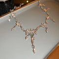 Silver Marquise Teardrop Crystal Statement Necklace Single Style view 1
