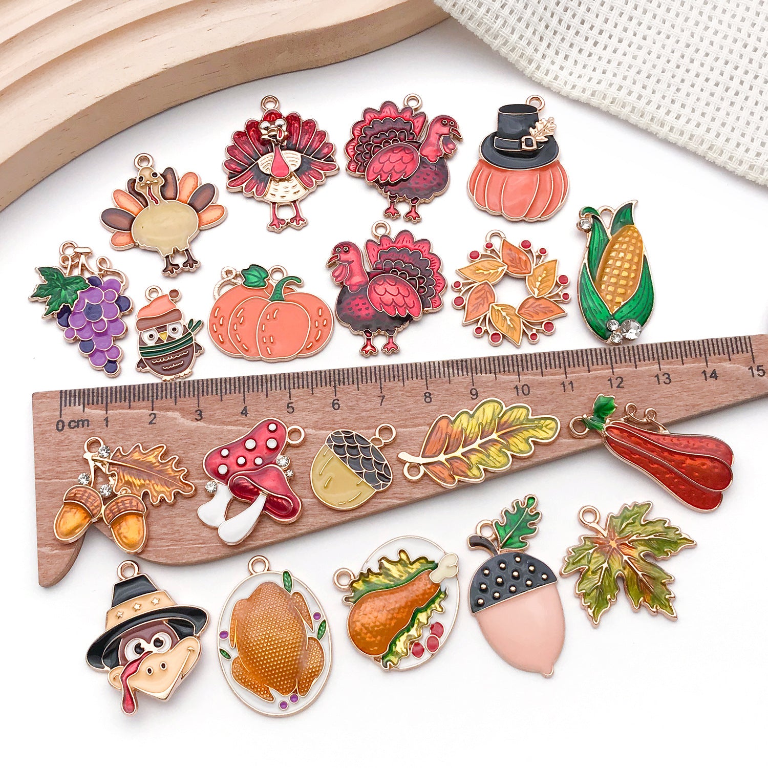 Zinc Alloy Enamel Thanksgiving Turkey Charm Pendant for DIY Bracelet Necklace
