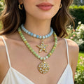 Colorful Flat Bead Necklaces With Star Medallion And Heart Pendants view 3