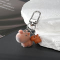 Flocked Capybara Keychain with Mini Companion 6 Styles view 3