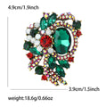 Antique Gold Hollow Floral Rhinestone Brooch Green Red Pin view 6