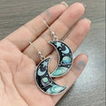 Silver Crescent Moon Abalone Celestial Drop Earrings view 3