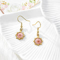 Gold Tone Sunburst Pressed Flower Drop Earrings in Seven Designs view 6