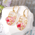 Gold Tone Face Profile Pressed Flower Earrings and Charms view 2