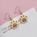 Silver Tone Colorful Cat Paw Resin Hook Earrings in Seven Colors view 11