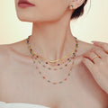 Natural Stone Station Necklace Gold Chain Snake Layer Styles view 3