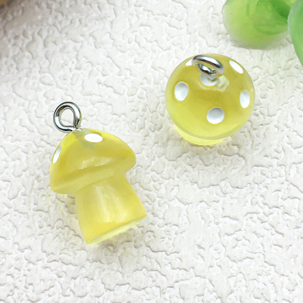 Glow Resin Cartoon Mushroom Charm Pendant for DIY Earrings Necklace Keychain