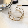 Oversized Irregular Oval Link Open Cuff Bracelet In Gold Or Silver Tone view 2