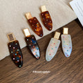 Brown Teardrop Hair Clip With Multicolor Crystals And Gallery White view 2