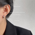 Silver Tone Huggie Hoop Earrings With Clear Zircon view 2