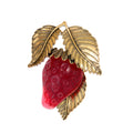 Red Gold Tone Strawberry Resin Two Designs Metal Brooch Pin view 1