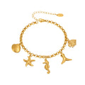 Gold Ocean Charm Bracelet Seahorse Shell Starfish DIY view 5