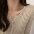 Minimal Single Pearl Silver Snake Chain Necklace Two Finishes view 3