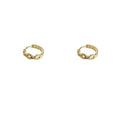 Gold Tone Mini Chain Link Segment Huggie Hoop Earrings view 5