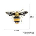Enamel Bee Brooch Gold Tone Crystal Thorax Stripe Wings Pin view 5